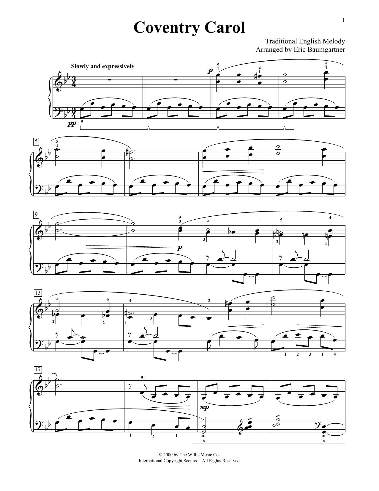 Traditional Coventry Carol [Jazz version] (arr. Eric Baumgartner) Sheet Music Notes & Chords for Educational Piano - Download or Print PDF