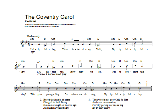 Traditional Coventry Carol Sheet Music Notes & Chords for Guitar - Download or Print PDF