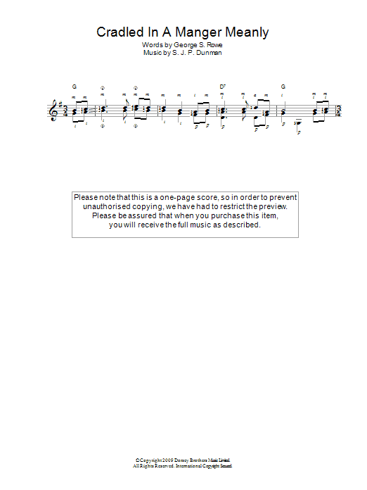 Traditional Cradled In A Manger, Meanly Sheet Music Notes & Chords for Guitar - Download or Print PDF