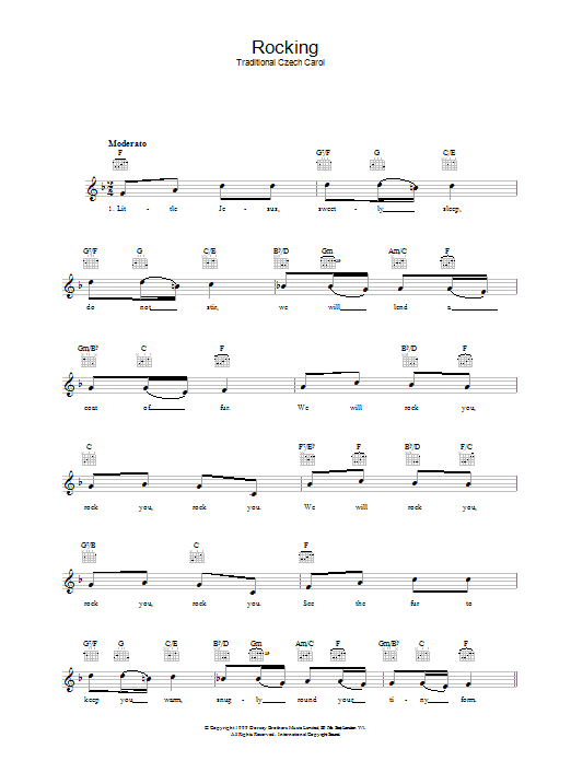Traditional Czech Carol Rocking Sheet Music Notes & Chords for 5-Finger Piano - Download or Print PDF