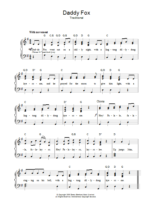 Traditional Daddy Fox Sheet Music Notes & Chords for Easy Guitar Tab - Download or Print PDF