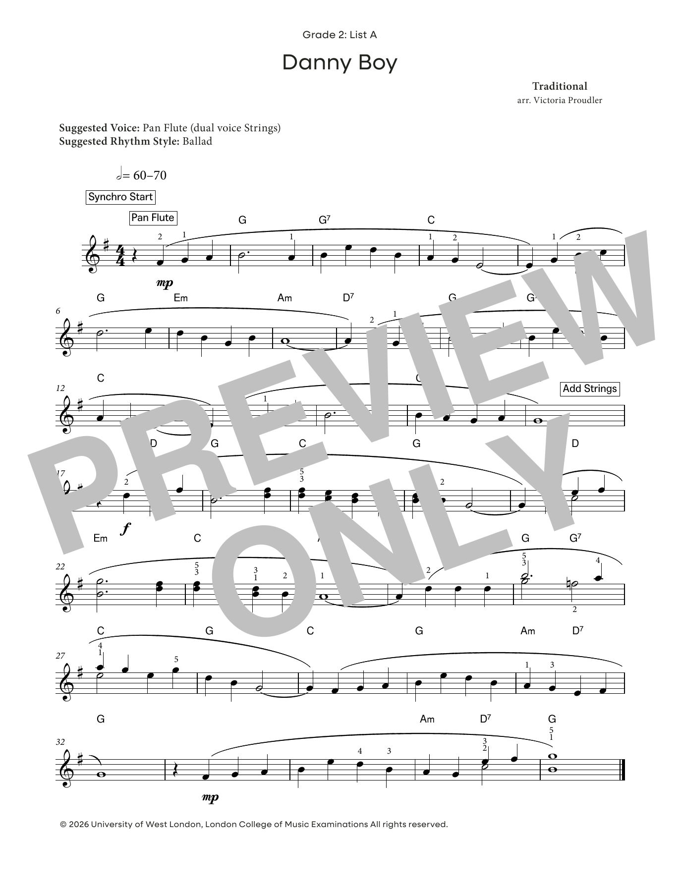 Traditional Danny Boy (from LCME Electronic Keyboard Grade 2 List A) Sheet Music Notes & Chords for Piano Solo - Download or Print PDF