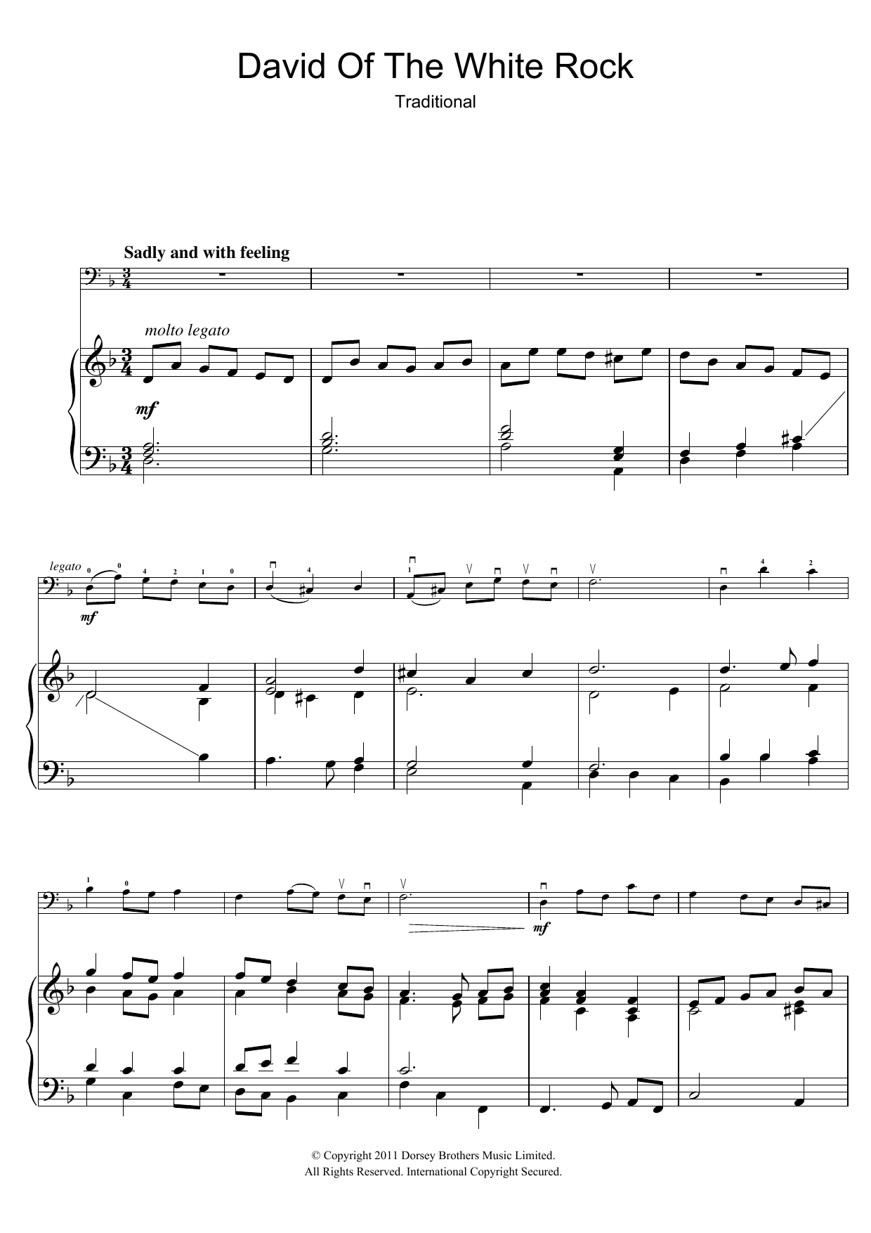 Traditional David Of The White Rock Sheet Music Notes & Chords for Violin - Download or Print PDF