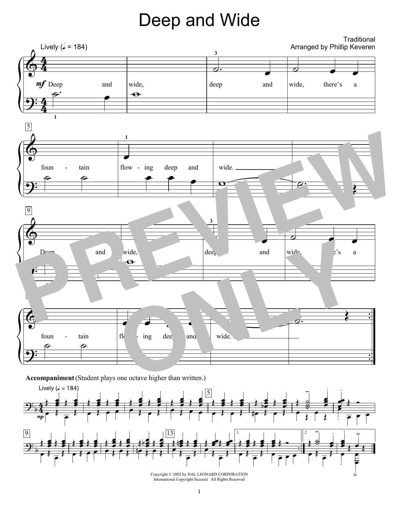 Fred Kern Deep And Wide Sheet Music Notes & Chords for Educational Piano - Download or Print PDF