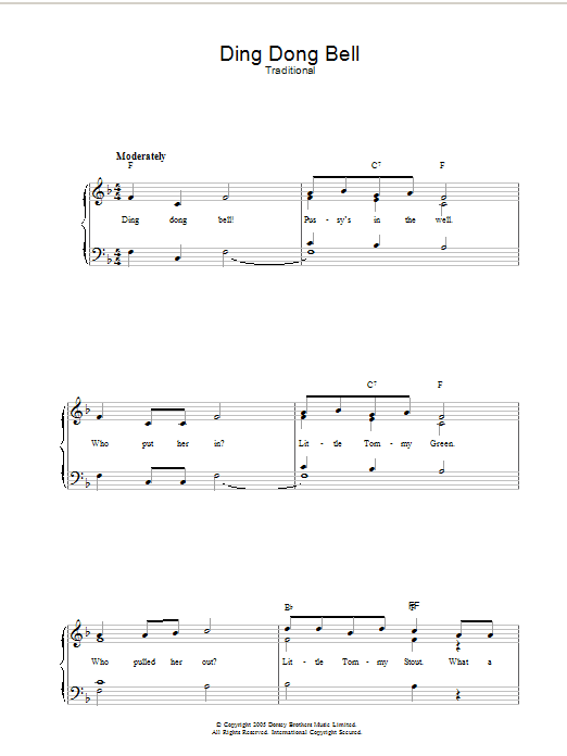 Traditional Ding Dong Bell Sheet Music Notes & Chords for Piano & Vocal - Download or Print PDF