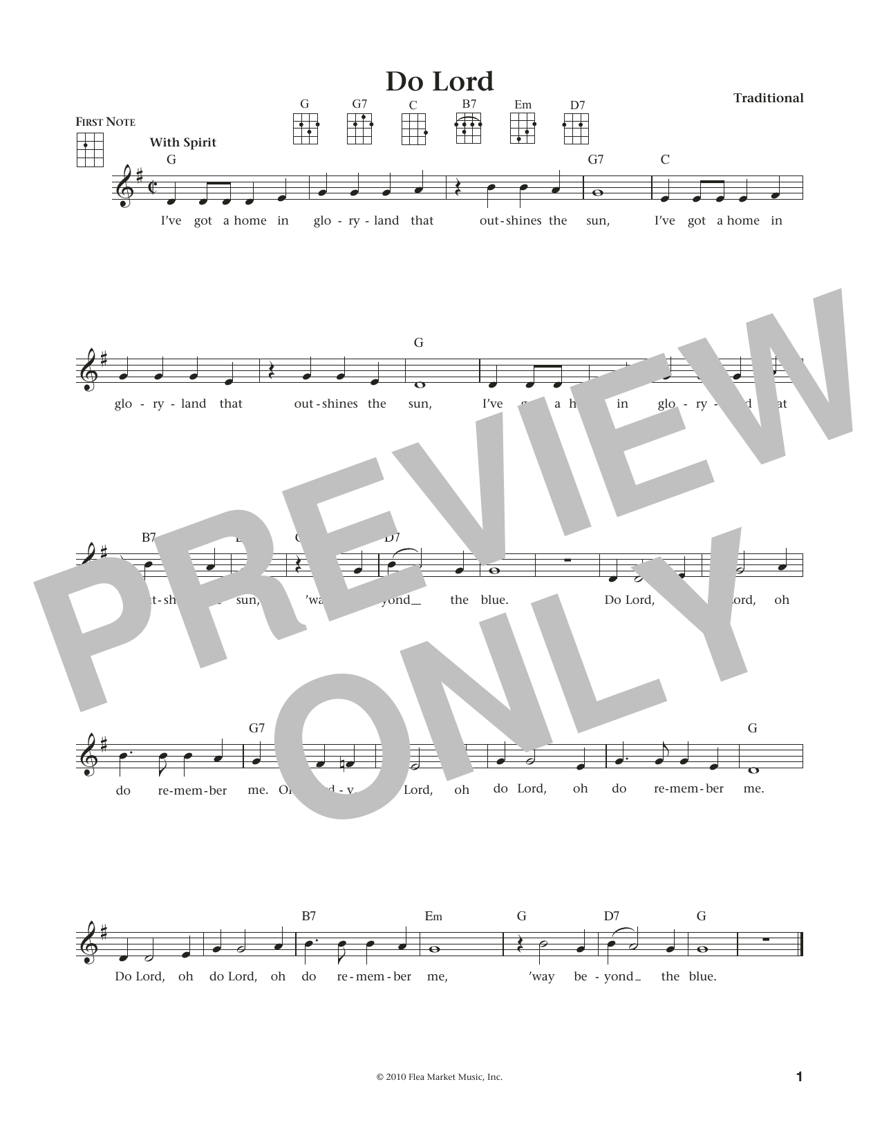 Traditional Do Lord (from The Daily Ukulele) (arr. Liz and Jim Beloff) Sheet Music Notes & Chords for Ukulele - Download or Print PDF