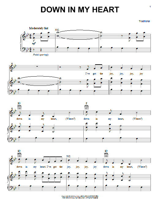 Traditional Down In My Heart Sheet Music Notes & Chords for Lead Sheet / Fake Book - Download or Print PDF