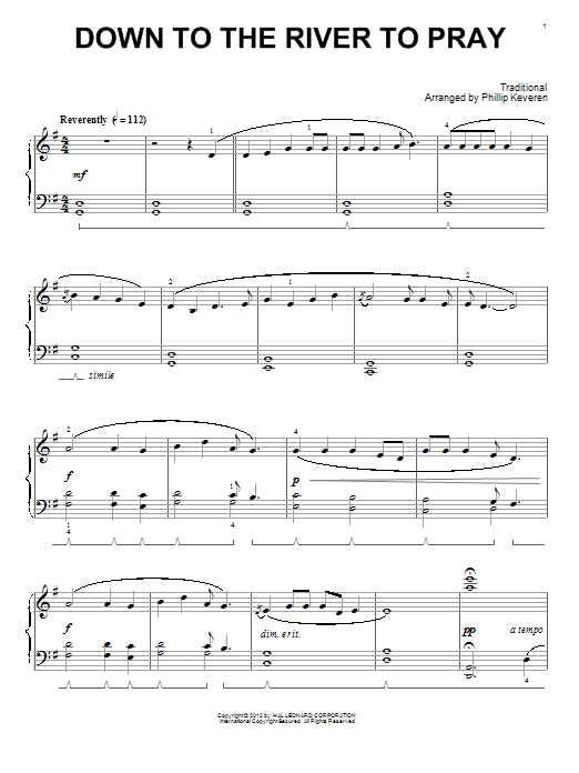 Phillip Keveren Down To The River To Pray Sheet Music Notes & Chords for Piano - Download or Print PDF