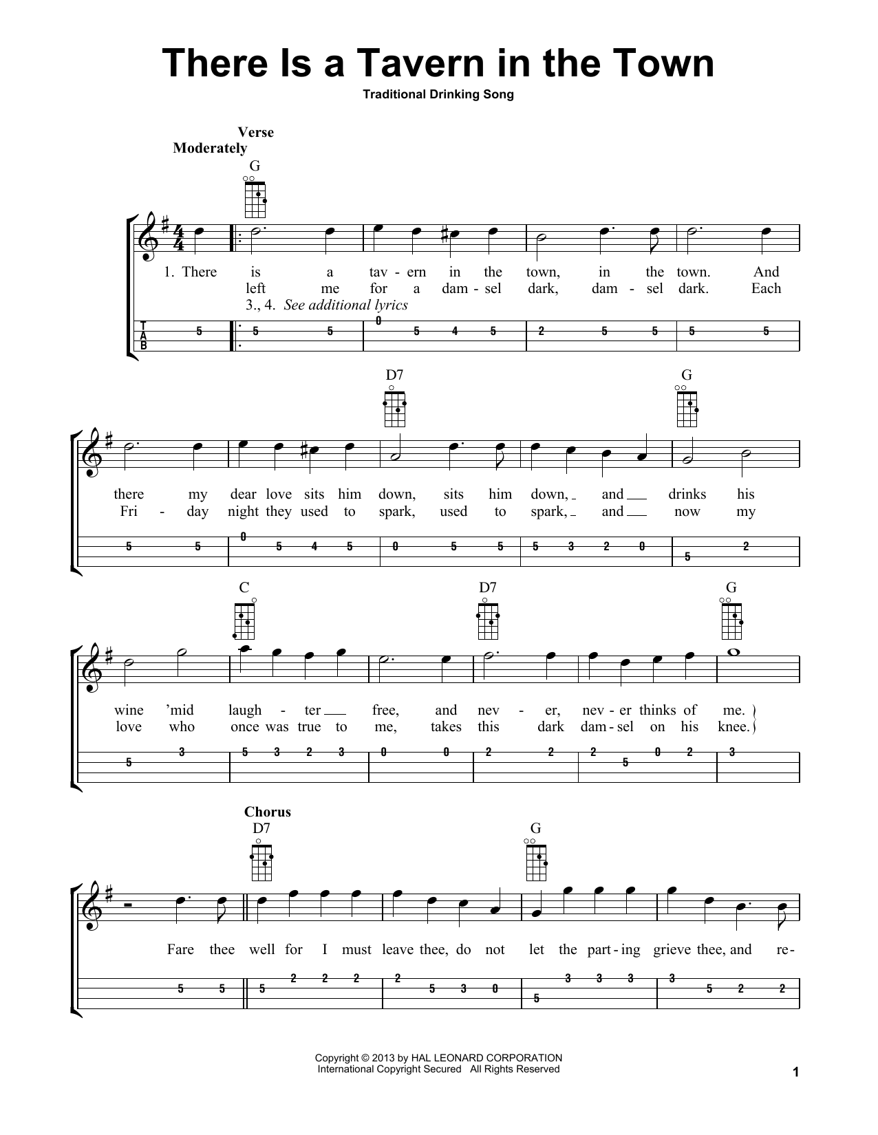 Traditional Drinking Song There Is A Tavern In The Town (arr. Bobby Westfall) Sheet Music Notes & Chords for Mandolin - Download or Print PDF