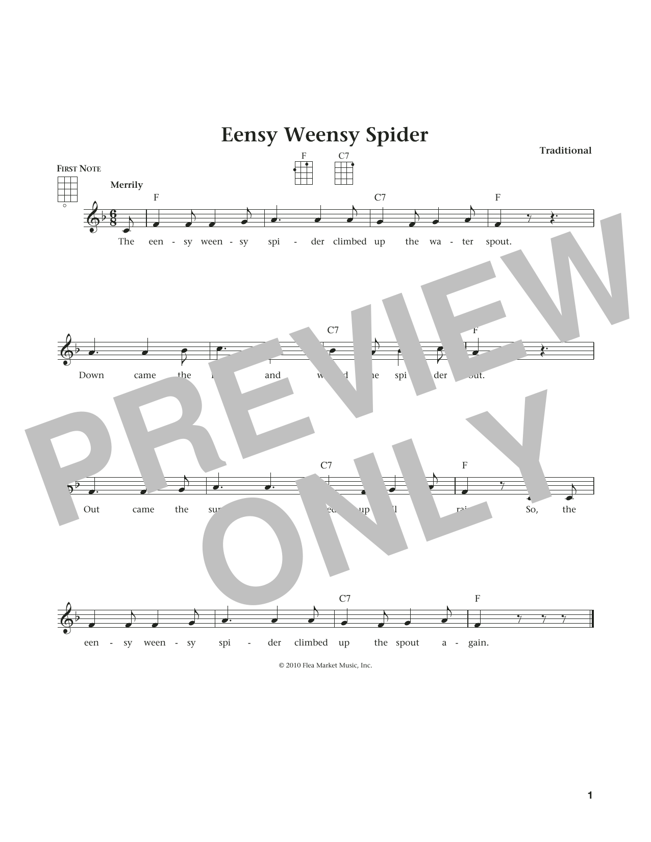 Traditional Eensy Weensy Spider (from The Daily Ukulele) (arr. Liz and Jim Beloff) Sheet Music Notes & Chords for Ukulele - Download or Print PDF