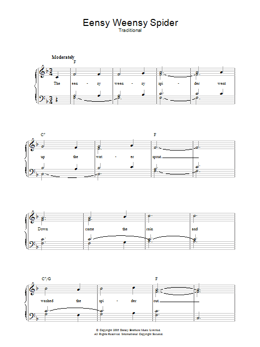 Traditional Eensy Weensy Spider Sheet Music Notes & Chords for Easy Piano - Download or Print PDF