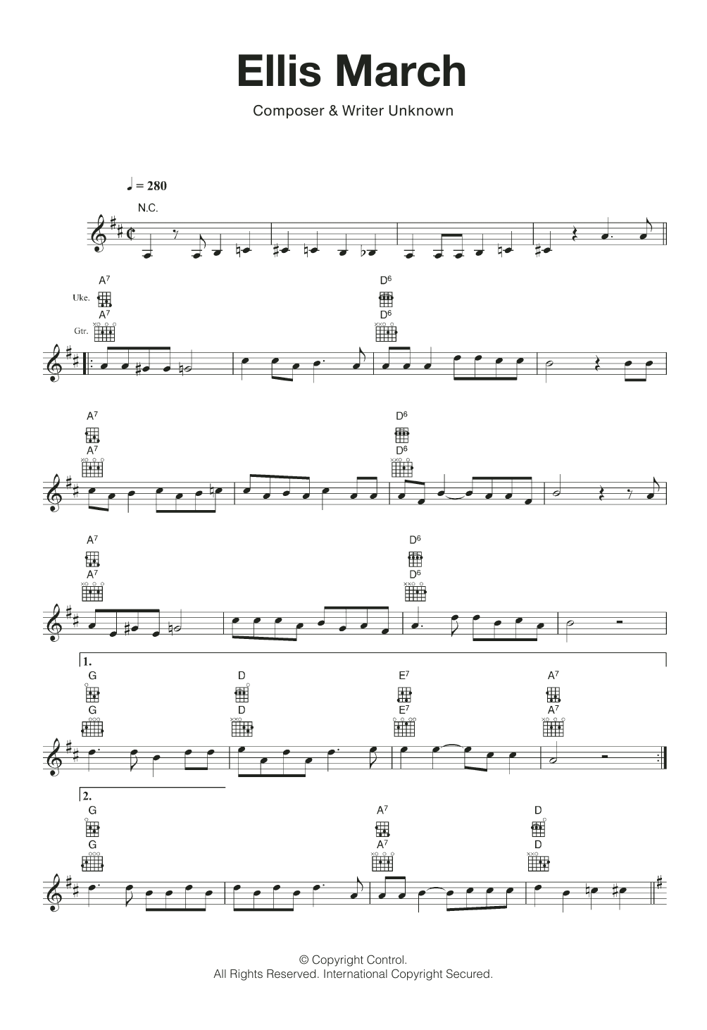 Traditional Ellis March Sheet Music Notes & Chords for Ukulele - Download or Print PDF