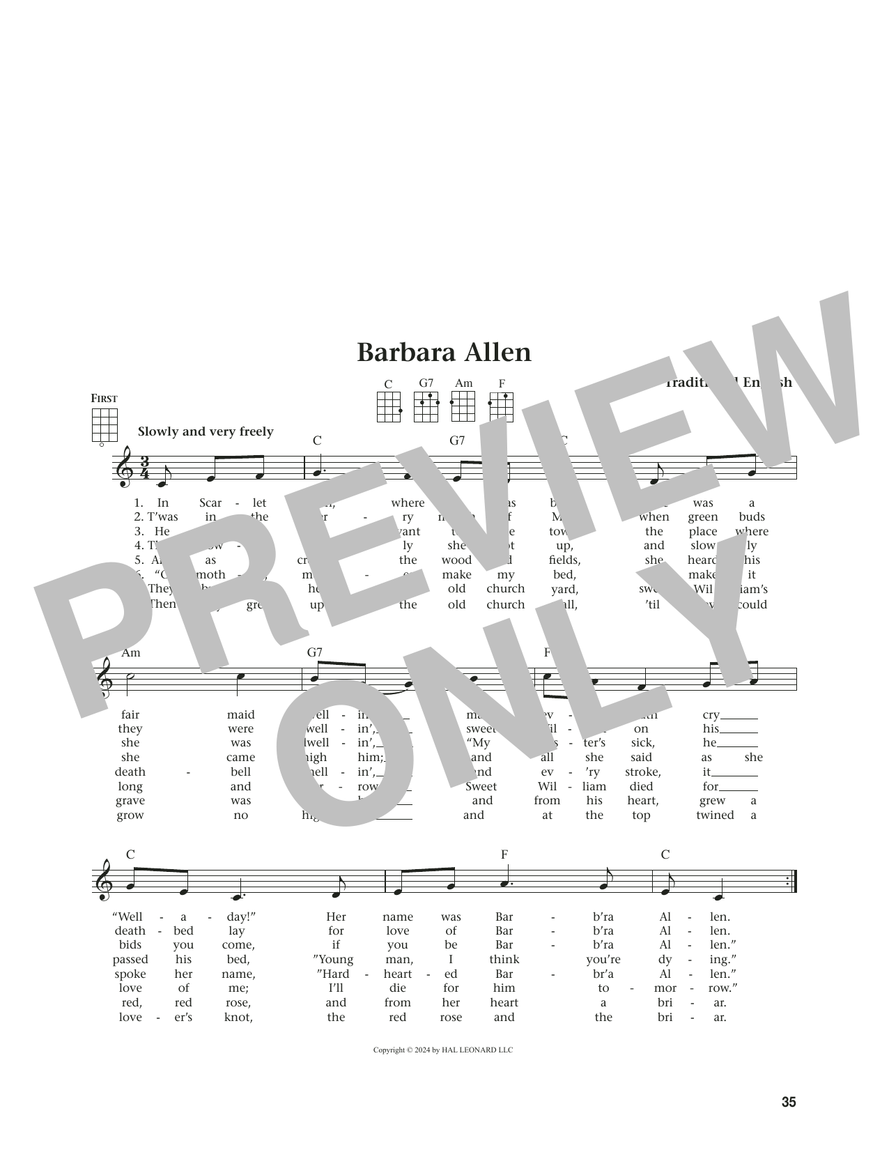 Traditional English Barbara Allen (from The Daily Ukulele) (arr. Jim Beloff) Sheet Music Notes & Chords for Ukulele - Download or Print PDF