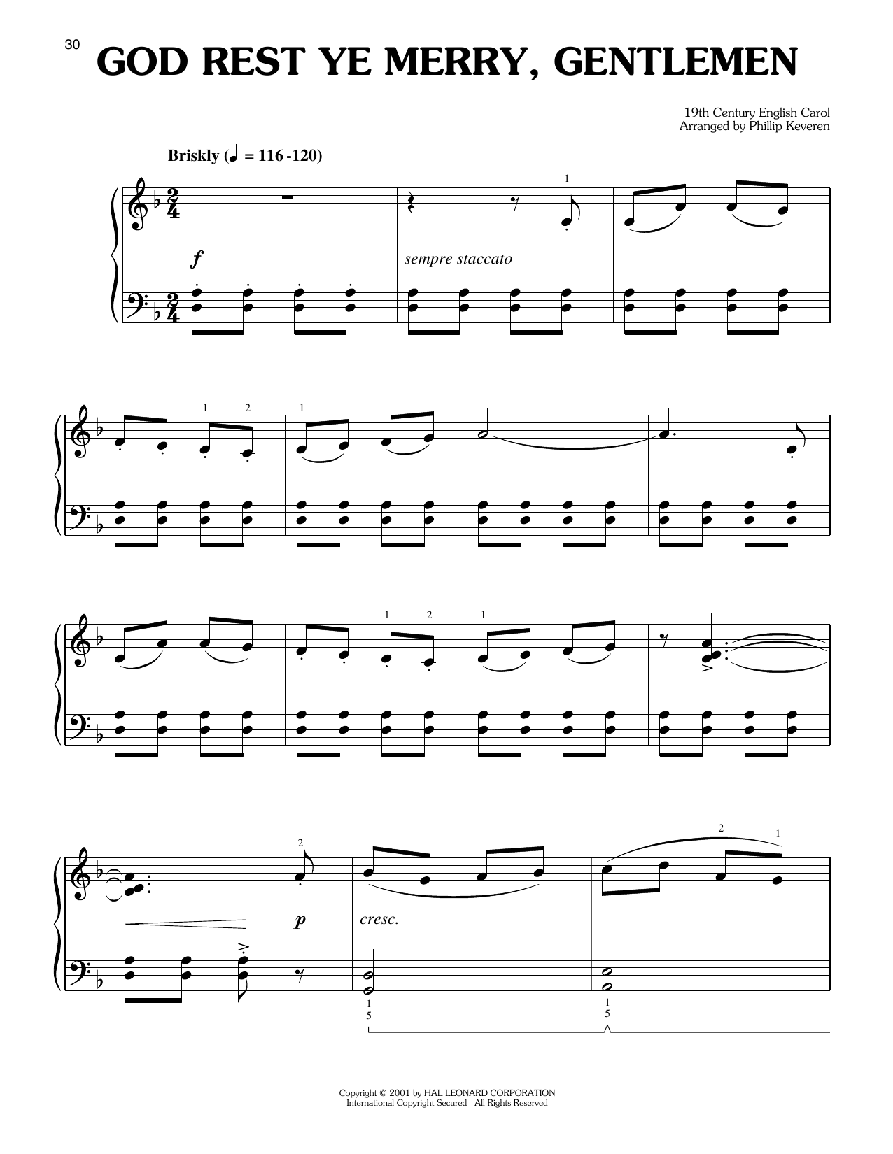 Traditional English Carol God Rest Ye Merry, Gentlemen (arr. Phillip Keveren) Sheet Music Notes & Chords for Easy Piano - Download or Print PDF
