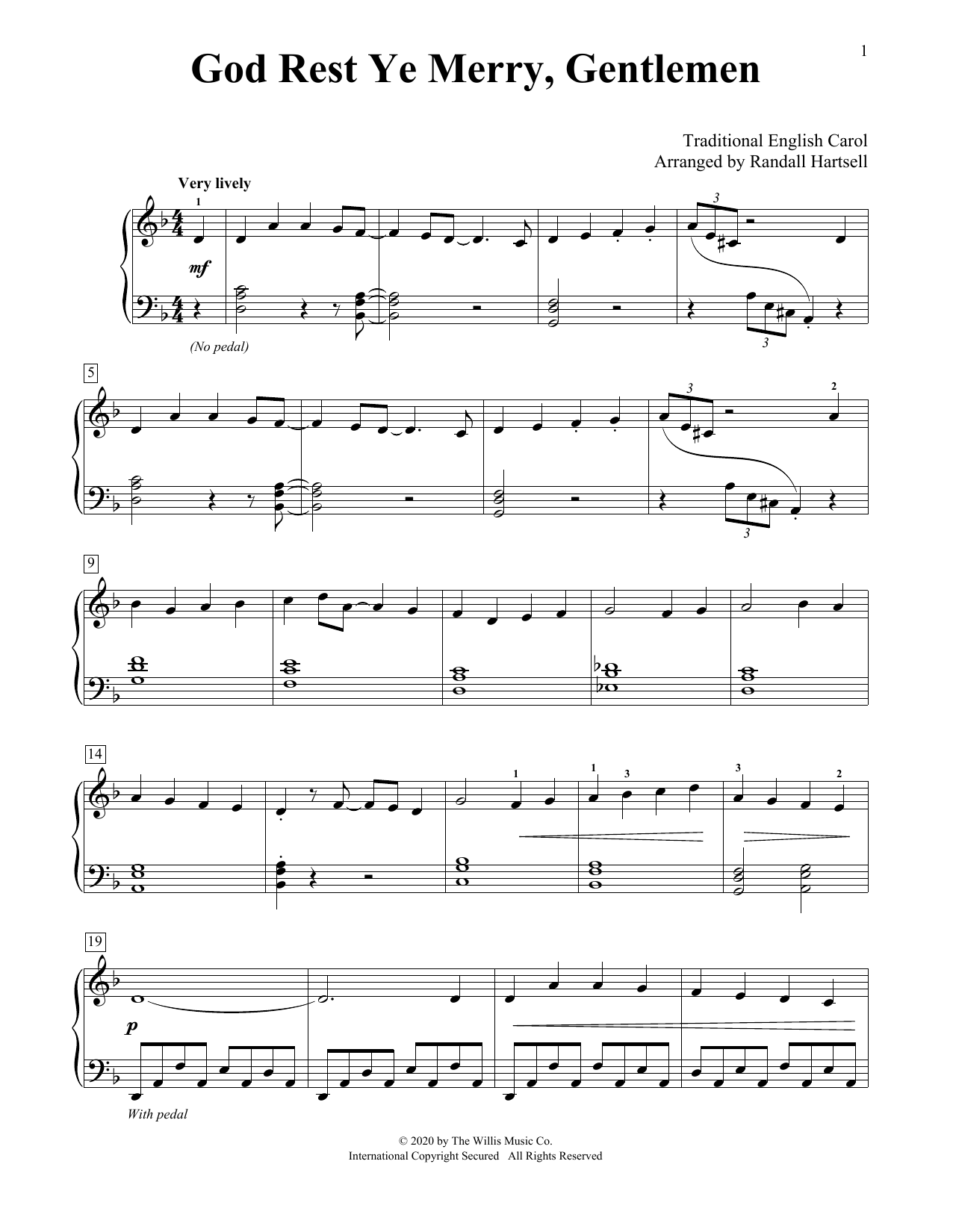 Traditional English Carol God Rest Ye Merry, Gentlemen (arr. Randall Hartsell) Sheet Music Notes & Chords for Educational Piano - Download or Print PDF