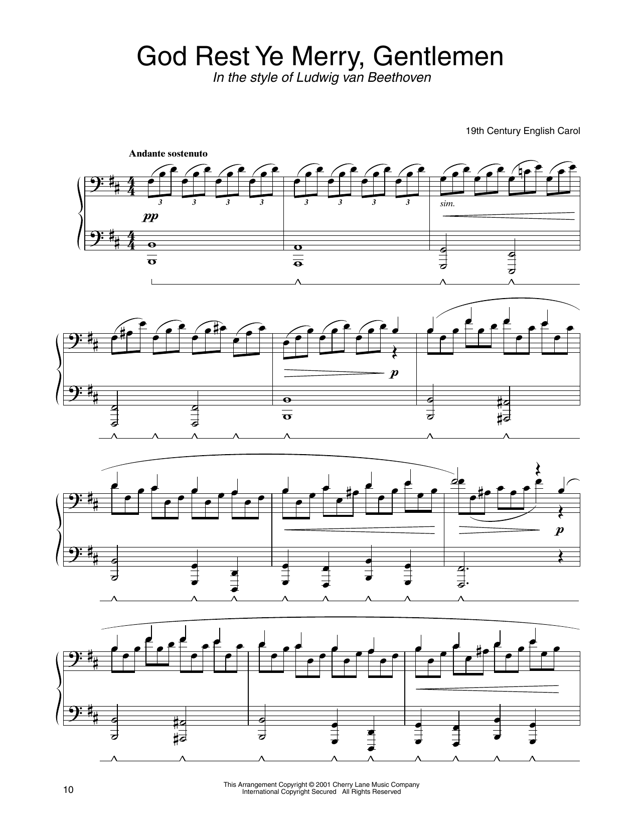 Traditional English Carol God Rest Ye Merry, Gentlemen (in the style of Beethoven) (arr. Carol Klose) Sheet Music Notes & Chords for Piano Solo - Download or Print PDF