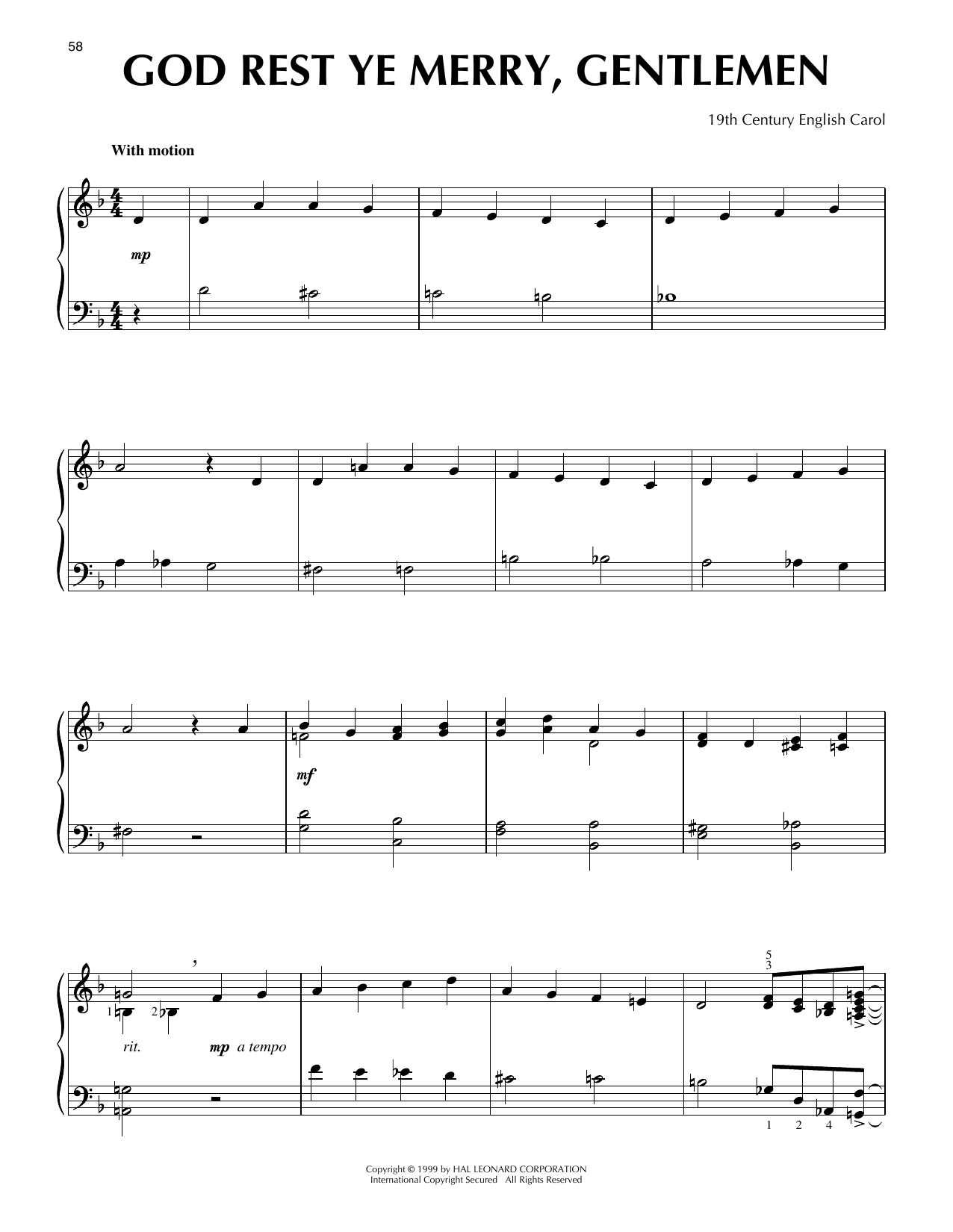 Traditional English Carol God Rest Ye Merry, Gentlemen [Jazz version] (arr. Frank Mantooth) Sheet Music Notes & Chords for Piano Solo - Download or Print PDF