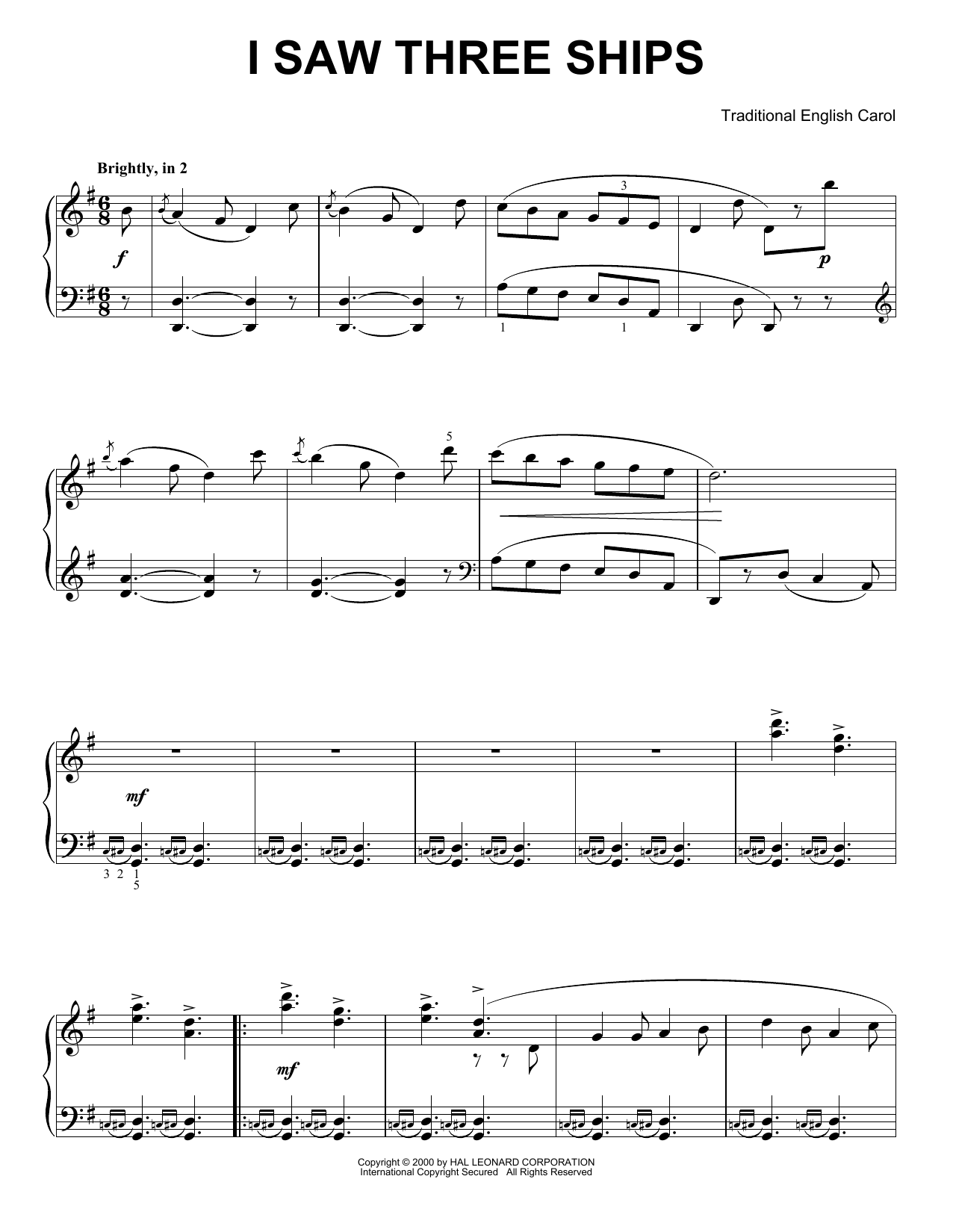 Traditional English Carol I Saw Three Ships Sheet Music Notes & Chords for Alto Saxophone - Download or Print PDF