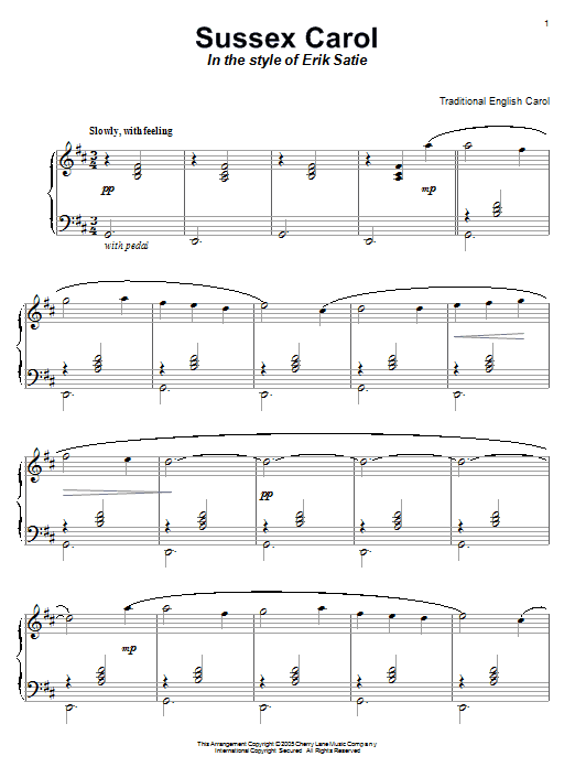 Traditional English Carol Sussex Carol Sheet Music Notes & Chords for Piano - Download or Print PDF