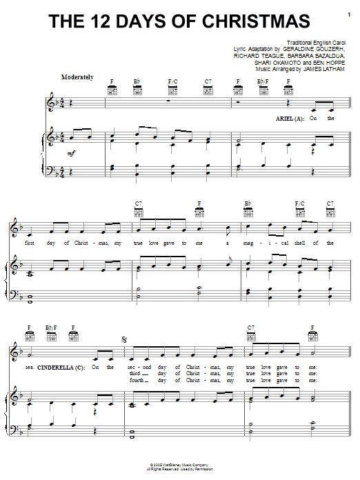 Traditional English Carol The 12 Days Of Christmas Sheet Music Notes & Chords for Piano, Vocal & Guitar (Right-Hand Melody) - Download or Print PDF Traditional English Carol The 12 Days Of Christmas Sheet Music Notes & Chords for Piano, Vocal & Guitar (Right-Hand Melody) - Download or Print PDF