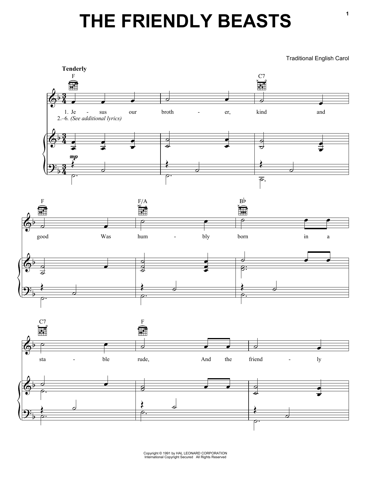 Traditional English Carol The Friendly Beasts Sheet Music Notes & Chords for Violin - Download or Print PDF