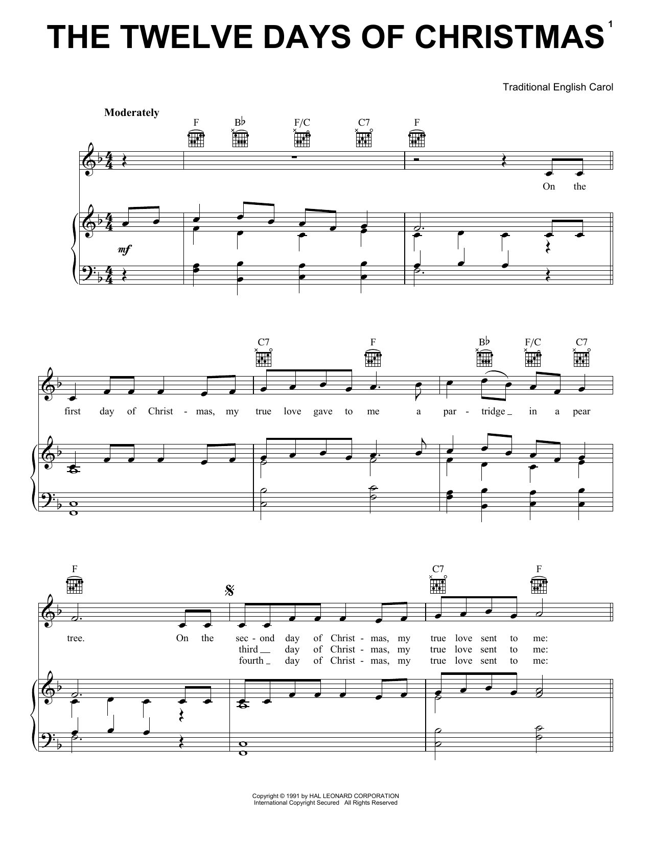 Traditional English Carol The Twelve Days Of Christmas Sheet Music Notes & Chords for Guitar Tab - Download or Print PDF