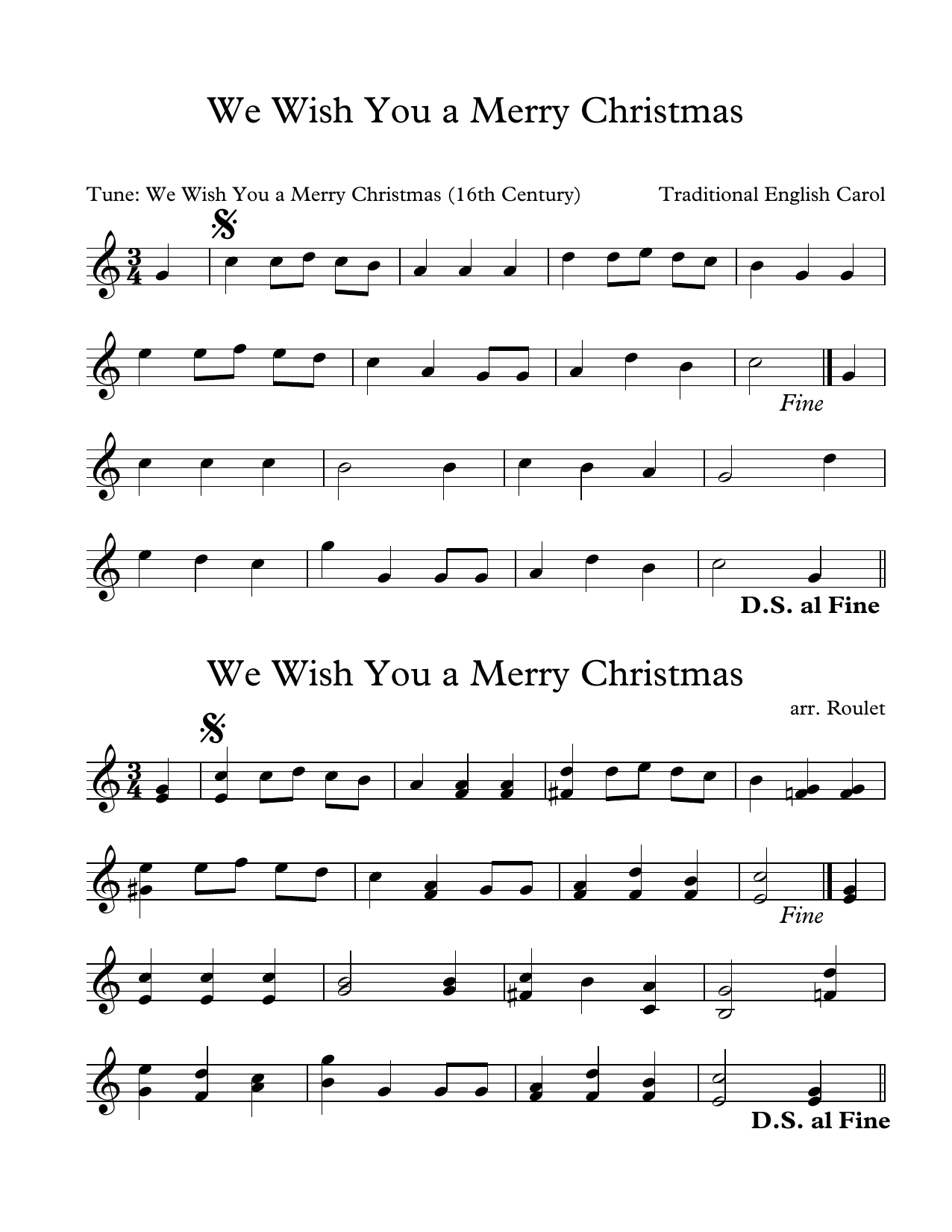 Traditional English Carol We Wish You A Merry Christmas (arr. Patrick Roulet) Sheet Music Notes & Chords for Marimba Solo - Download or Print PDF
