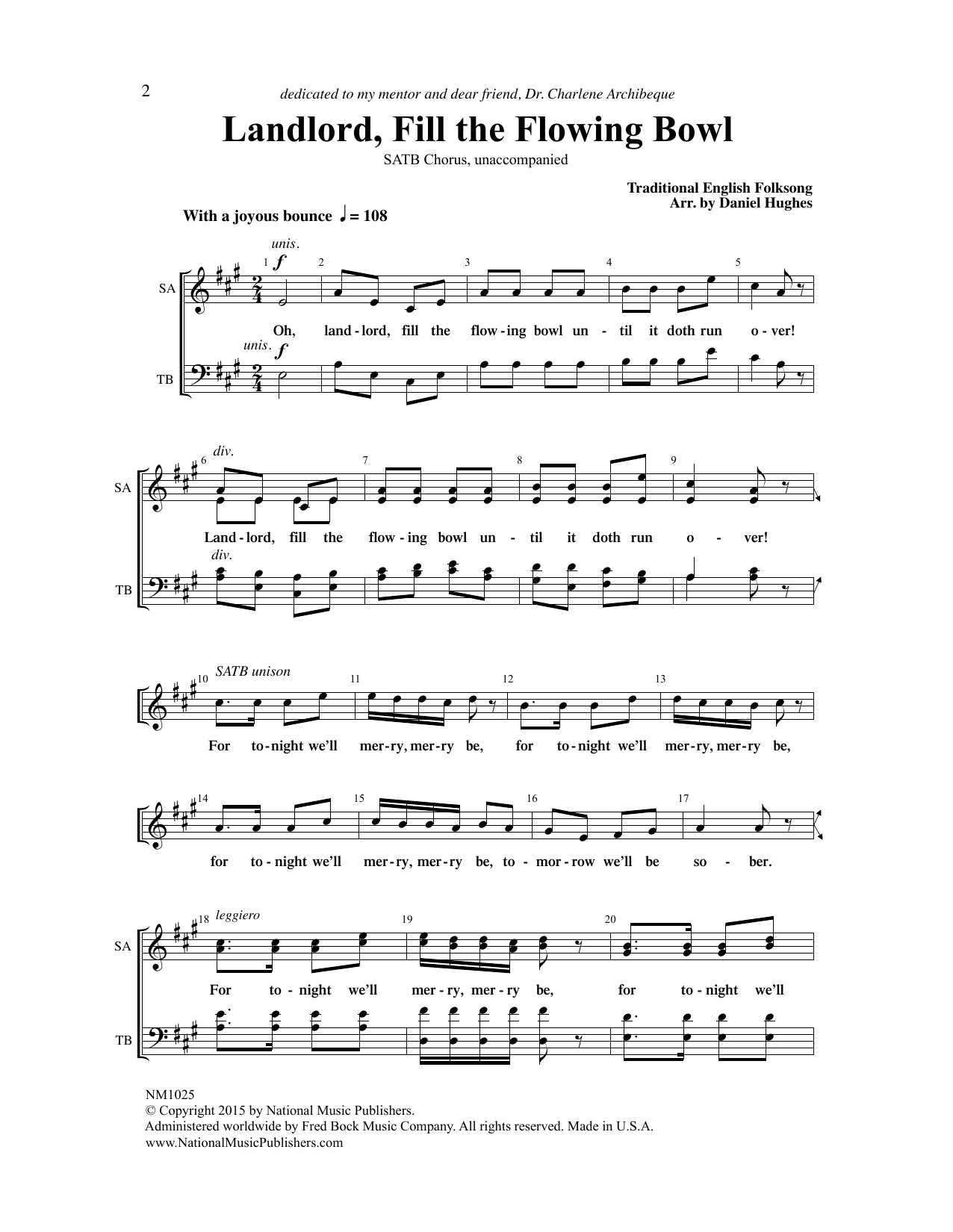 Traditional English Folksong Landlord, Fill The Flowing Bowl (arr. Daniel Hughes) Sheet Music Notes & Chords for SATB Choir - Download or Print PDF