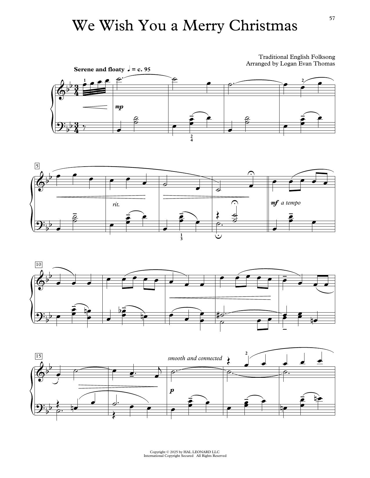 Traditional English Folksong We Wish You A Merry Christmas (arr. Logan Evan Thomas) Sheet Music Notes & Chords for Educational Piano - Download or Print PDF