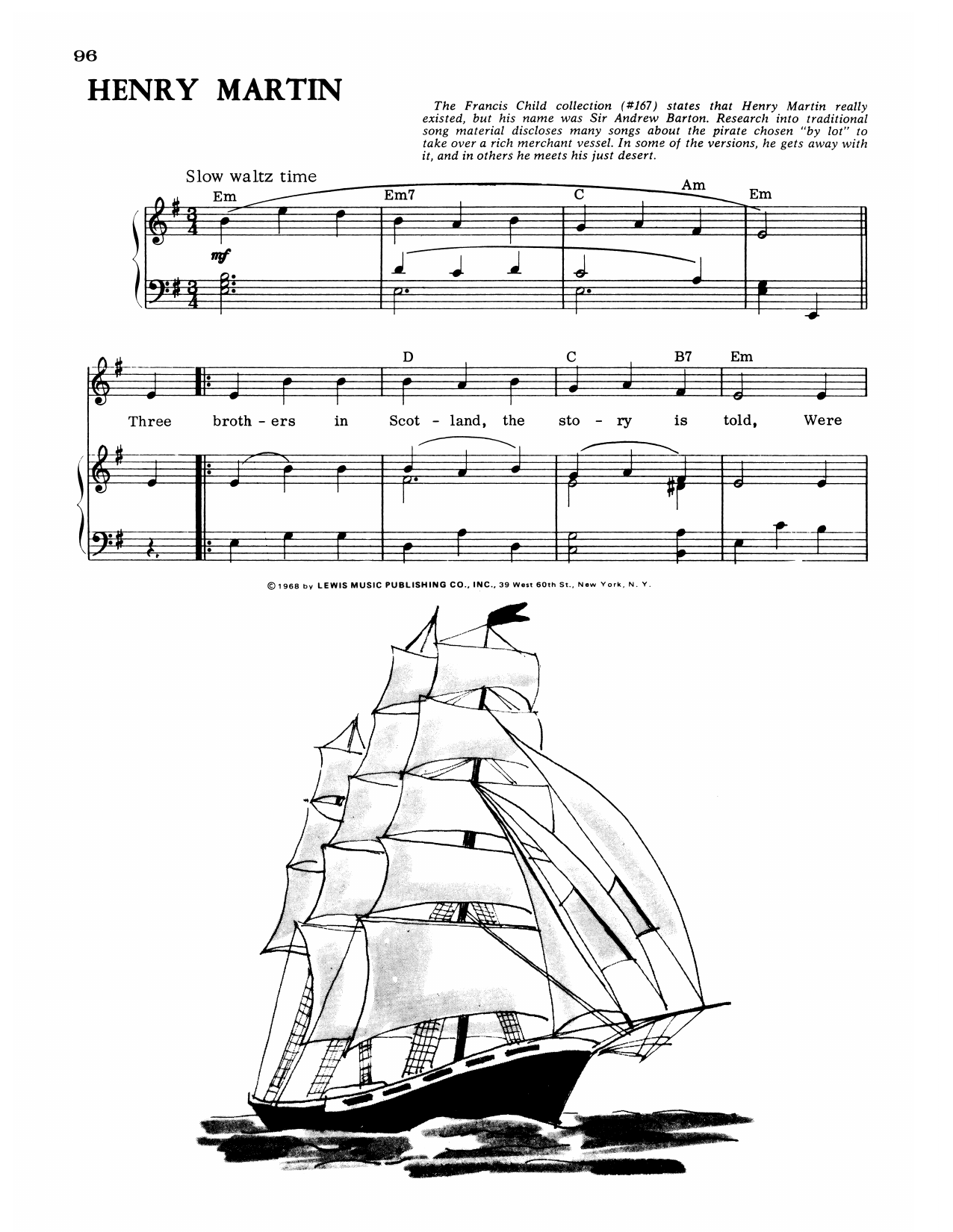 Traditional English Henry Martin Sheet Music Notes & Chords for Piano, Vocal & Guitar Chords (Right-Hand Melody) - Download or Print PDF