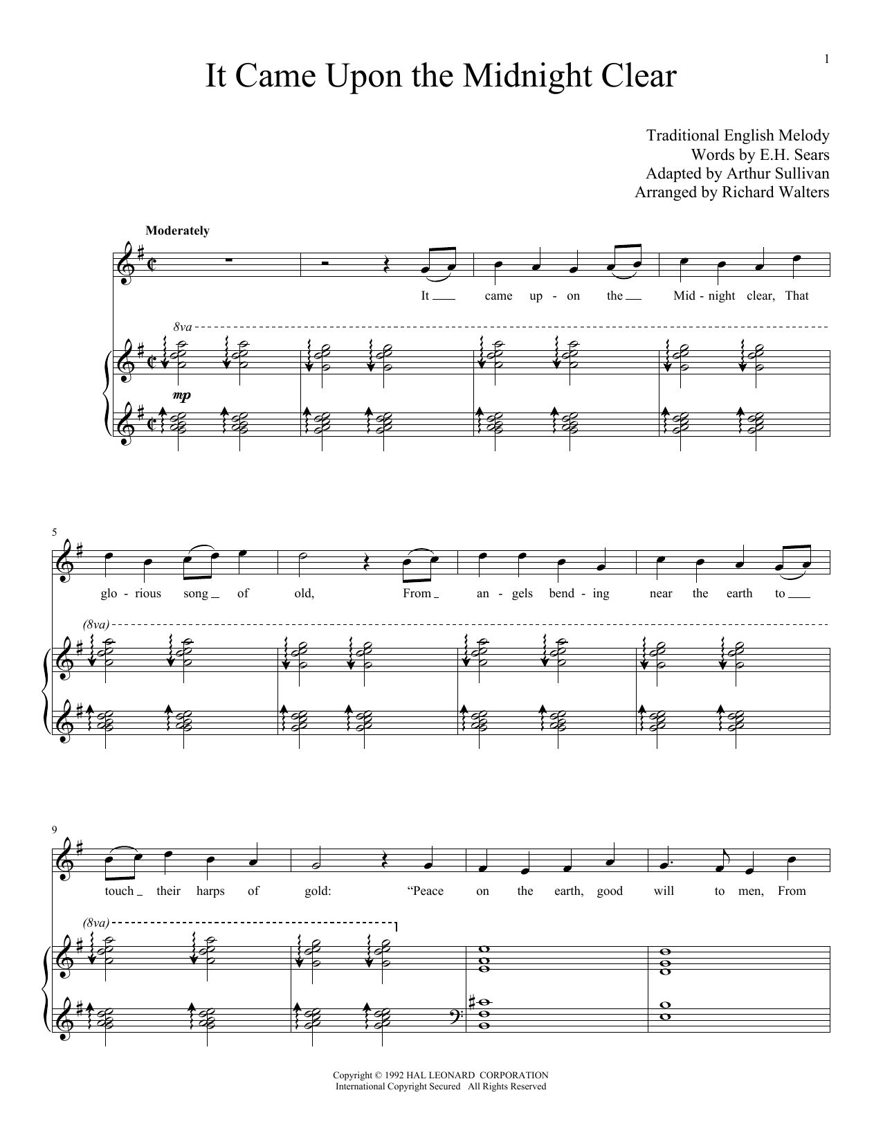Traditional English Melody It Came Upon The Midnight Clear Sheet Music Notes & Chords for Clarinet Solo - Download or Print PDF
