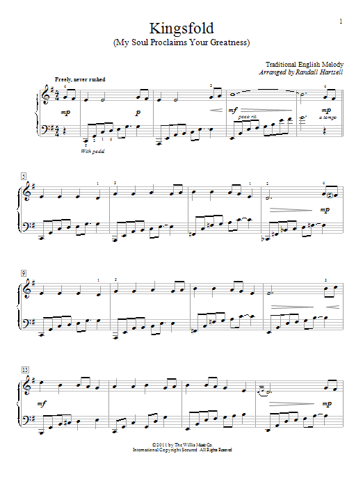 Traditional English Melody Kingsfold (My Soul Proclaims Your Greatness) Sheet Music Notes & Chords for Educational Piano - Download or Print PDF
