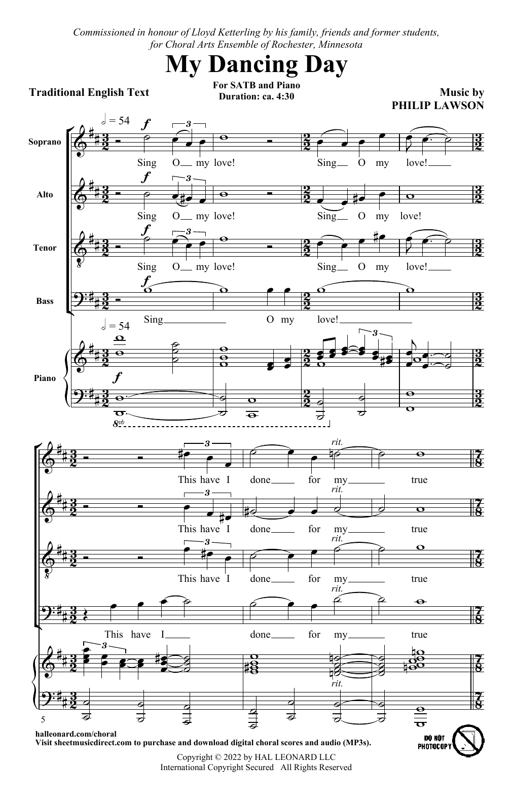 Traditional English My Dancing Day (arr. Philip Lawson) Sheet Music Notes & Chords for SATB Choir - Download or Print PDF