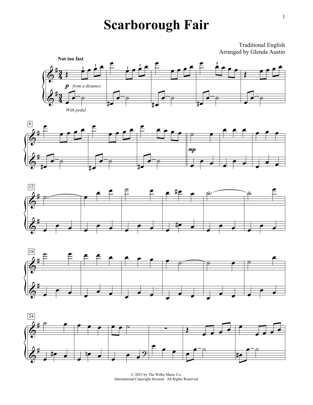Traditional English Scarborough Fair (arr. Glenda Austin) Sheet Music Notes & Chords for Educational Piano - Download or Print PDF