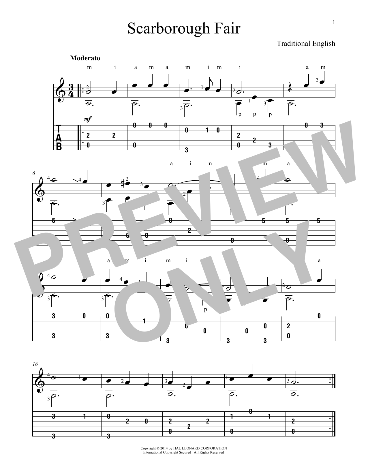 John Hill Scarborough Fair Sheet Music Notes & Chords for Guitar Tab - Download or Print PDF