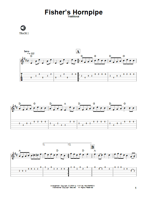 Traditional Fisher's Hornpipe Sheet Music Notes & Chords for Guitar Tab - Download or Print PDF