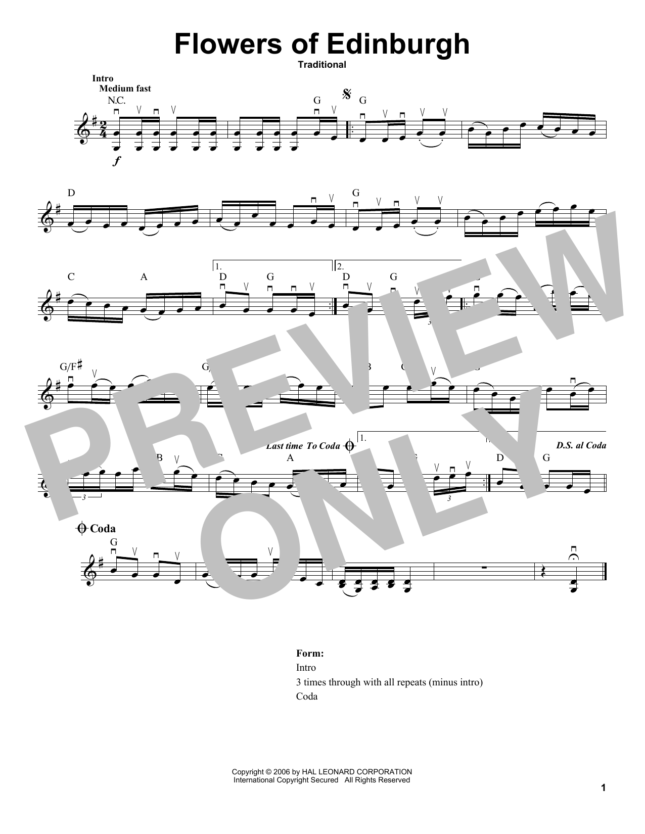 Traditional Flowers Of Edinburgh Sheet Music Notes & Chords for Violin Solo - Download or Print PDF