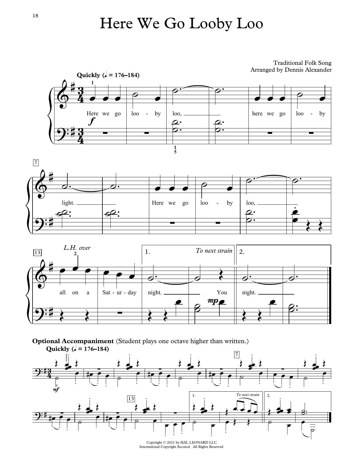 Traditional Folk Song Here We Go Looby Loo (arr. Dennis Alexander) Sheet Music Notes & Chords for Educational Piano - Download or Print PDF