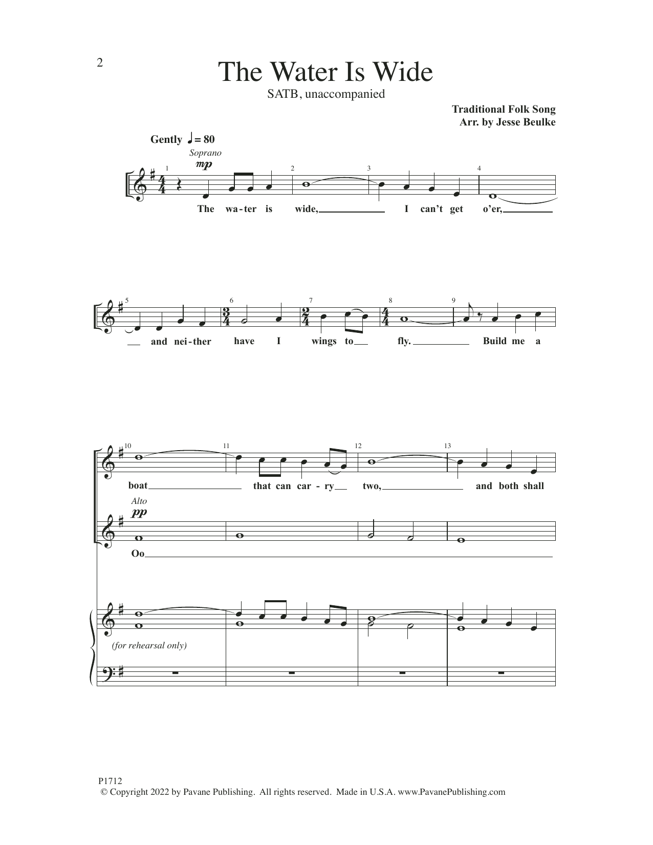 Traditional Folk Song The Water Is Wide (arr. Jesse Beulke) Sheet Music Notes & Chords for SATB Choir - Download or Print PDF