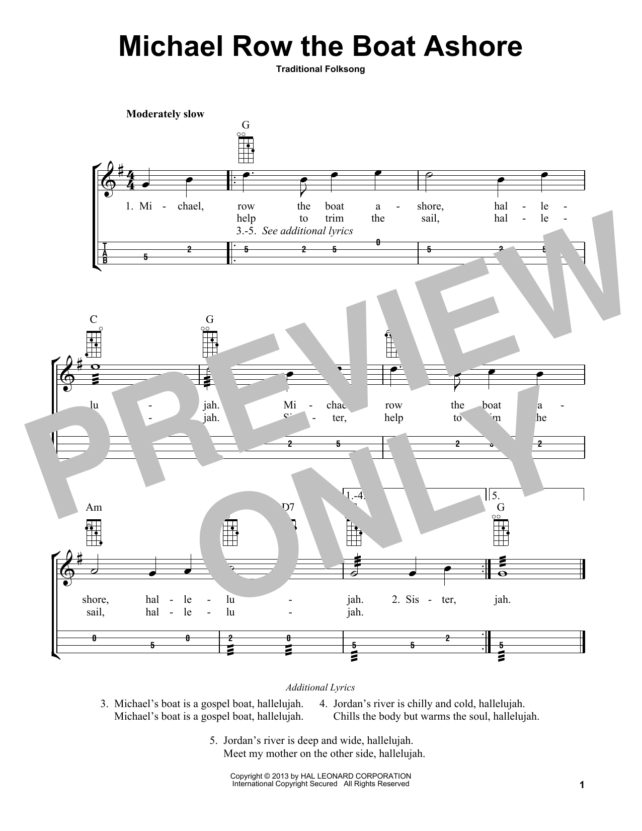 Traditional Folksong Michael Row The Boat Ashore (arr. Bobby Westfall) Sheet Music Notes & Chords for Mandolin - Download or Print PDF Traditional Folksong Michael Row The Boat Ashore (arr. Bobby Westfall) Sheet Music Notes & Chords for Mandolin - Download or Print PDF