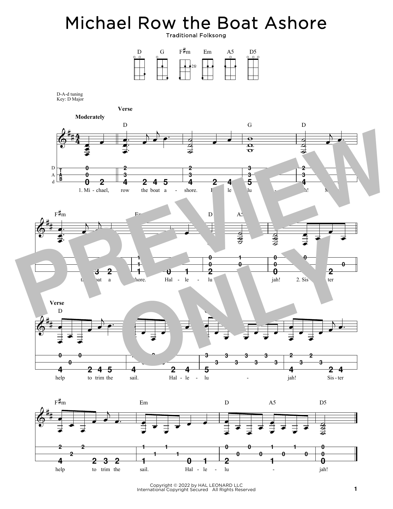 Traditional Folksong Michael Row The Boat Ashore (arr. Steven B. Eulberg) Sheet Music Notes & Chords for Dulcimer - Download or Print PDF
