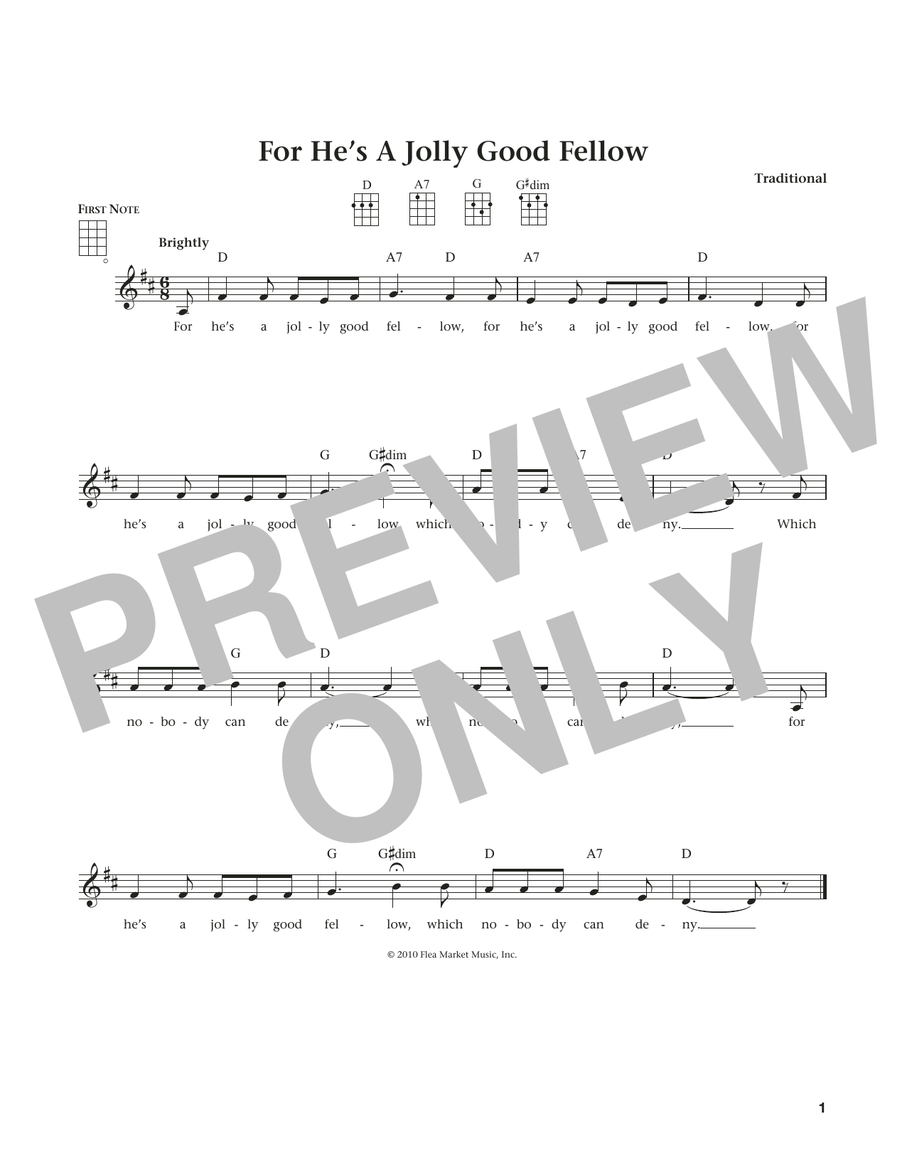 Traditional For He's A Jolly Good Fellow (from The Daily Ukulele) (arr. Liz and Jim Beloff) Sheet Music Notes & Chords for Ukulele - Download or Print PDF