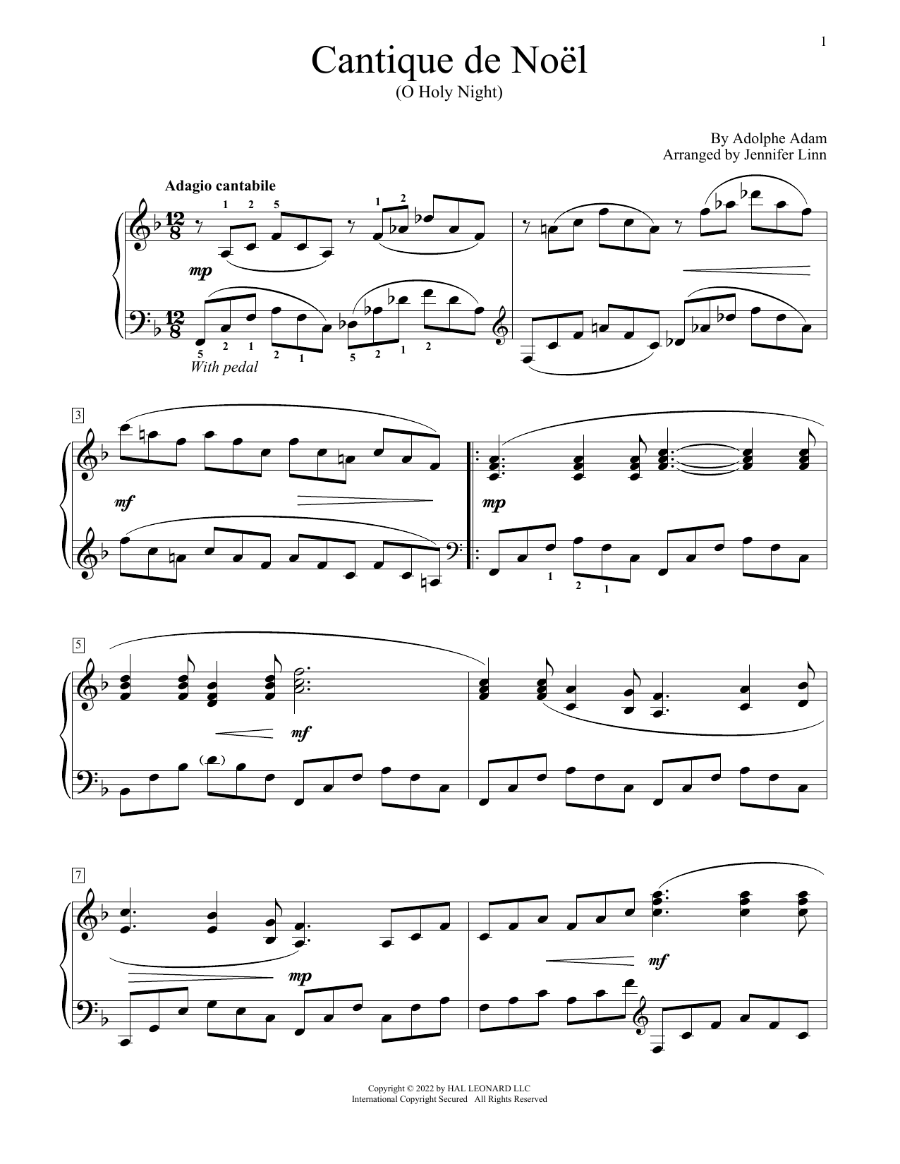 Traditional French Cantique De Noel (arr. Jennifer Linn) Sheet Music Notes & Chords for Educational Piano - Download or Print PDF