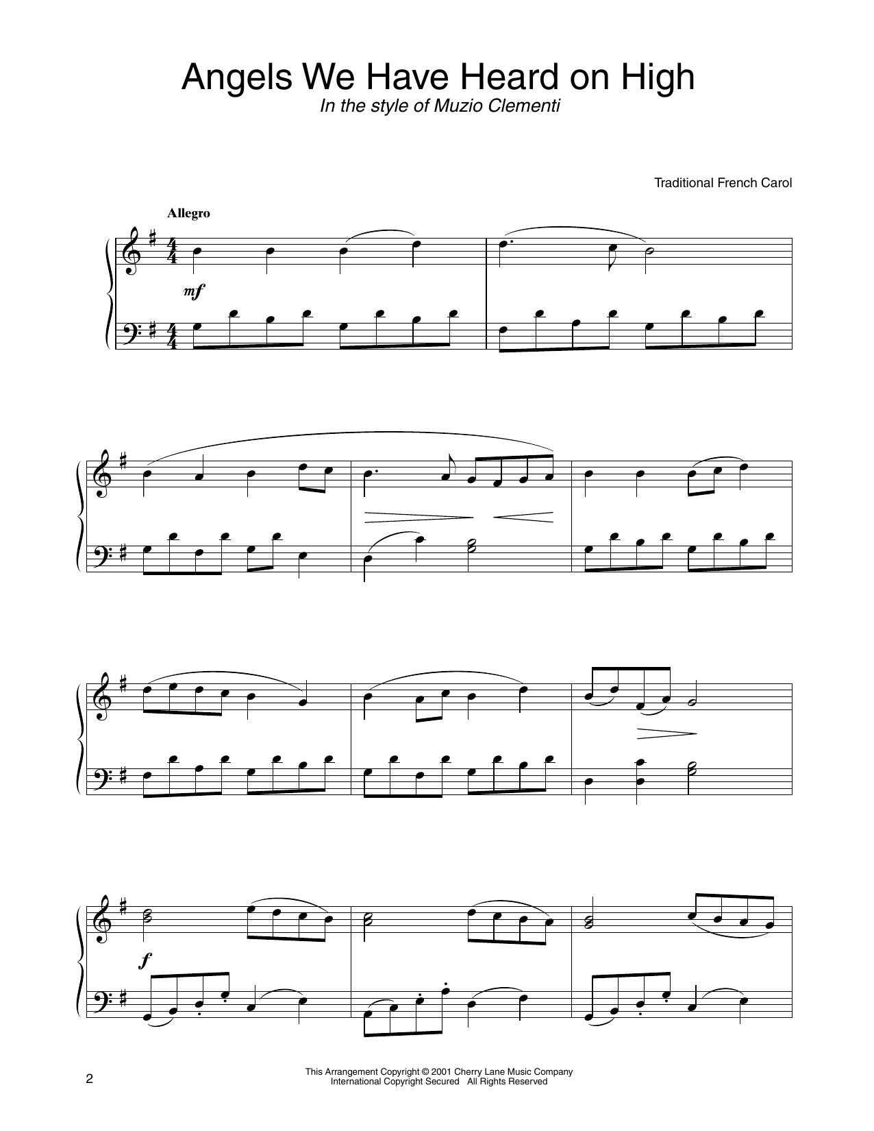 Traditional French Carol Angels We Have Heard On High (in the style of Clementi) (arr. Carol Klose) Sheet Music Notes & Chords for Piano Solo - Download or Print PDF