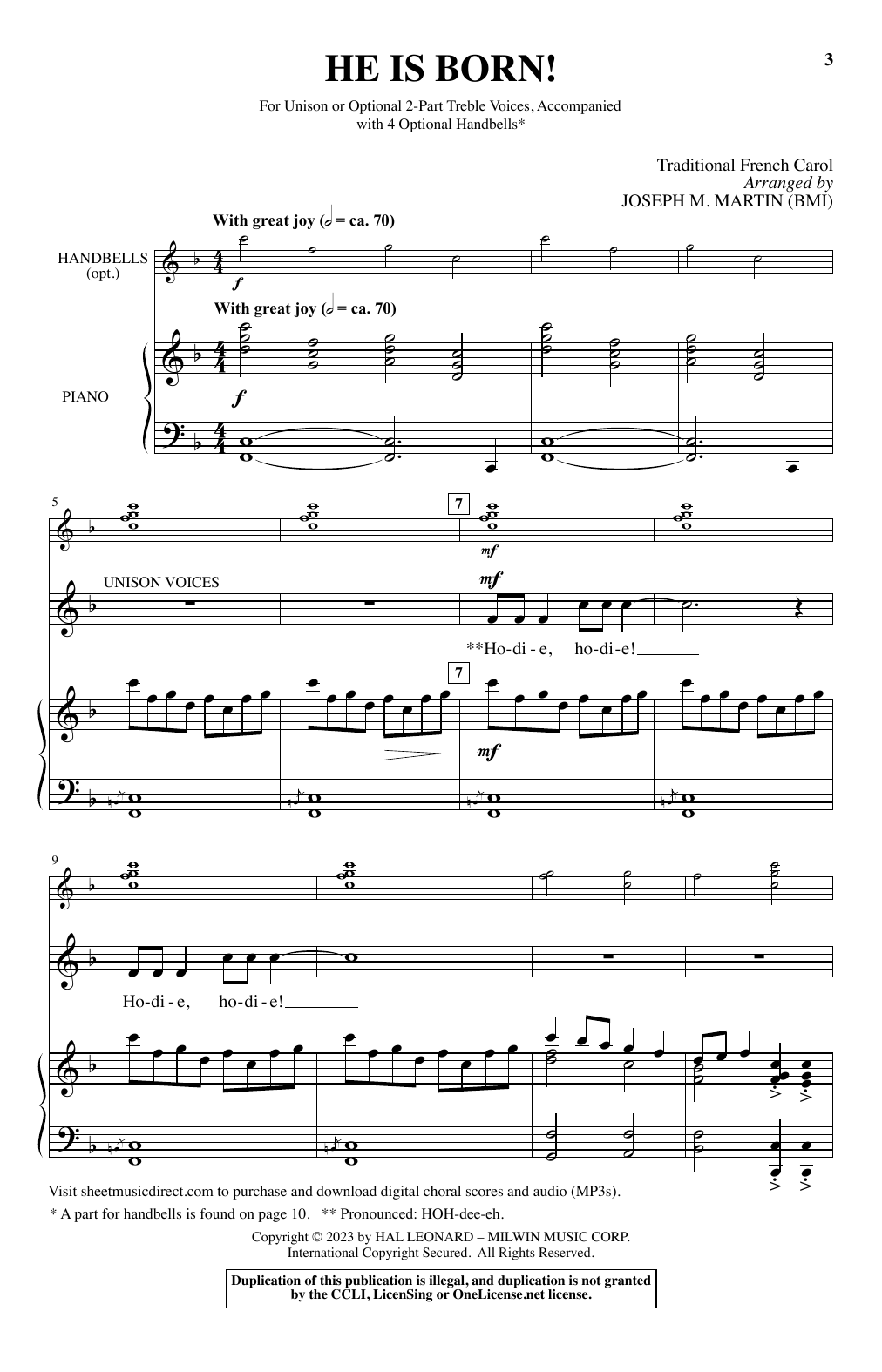 Traditional French Carol He Is Born! (arr. Joseph M. Martin) Sheet Music Notes & Chords for Choir - Download or Print PDF