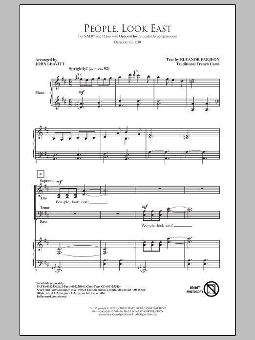 Traditional French Carol People, Look East (arr. John Leavitt) Sheet Music Notes & Chords for SAB Choir - Download or Print PDF