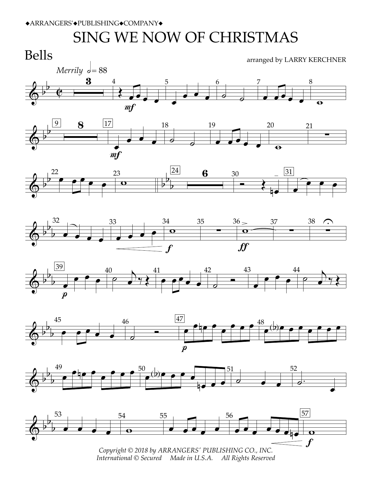 Traditional French Carol Sing We Now of Christmas (arr. Larry Kerchner) - Bells Sheet Music Notes & Chords for Concert Band - Download or Print PDF