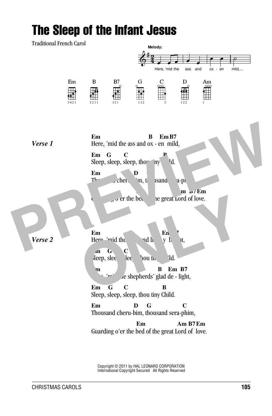 Traditional French Carol The Sleep Of The Infant Jesus Sheet Music Notes & Chords for 5-Finger Piano - Download or Print PDF