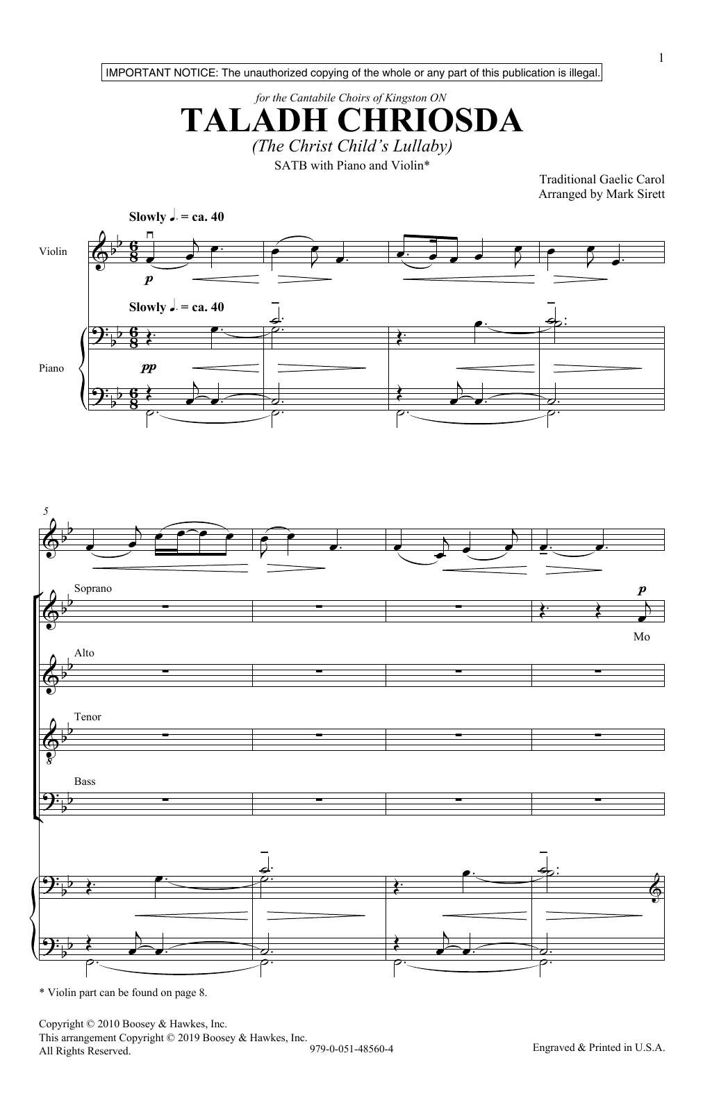 Traditional Gaelic Carol Taladh Chriosda (arr. Mark Sirett) Sheet Music Notes & Chords for SATB Choir - Download or Print PDF