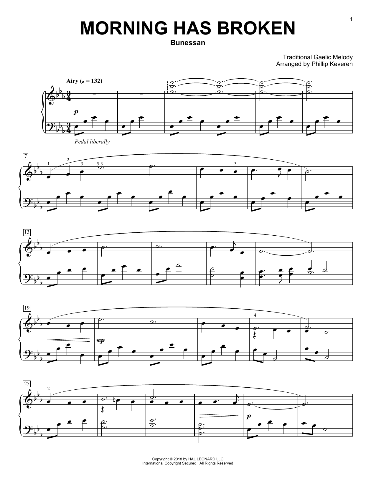 Traditional Gaelic Melody Morning Has Broken (arr. Phillip Keveren) Sheet Music Notes & Chords for Piano Solo - Download or Print PDF